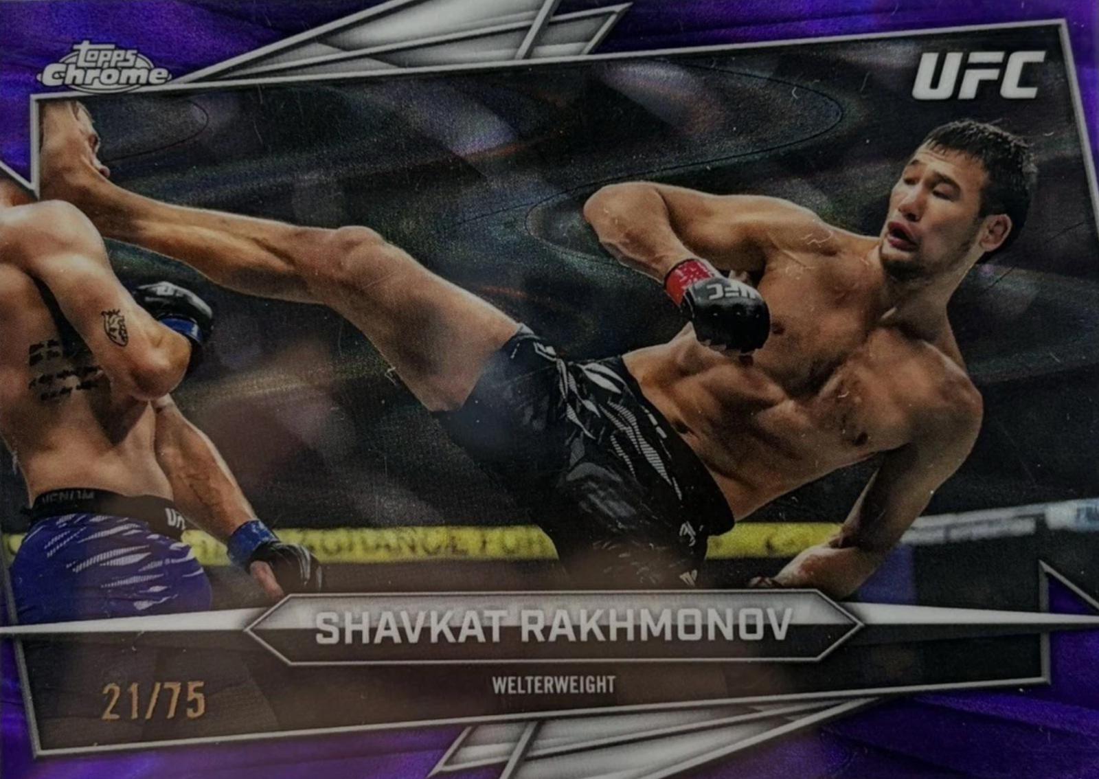 Shavkat Rakhmonov 2026 Topps Chrome UFC Base #176 Purple Ray Wave Refractor