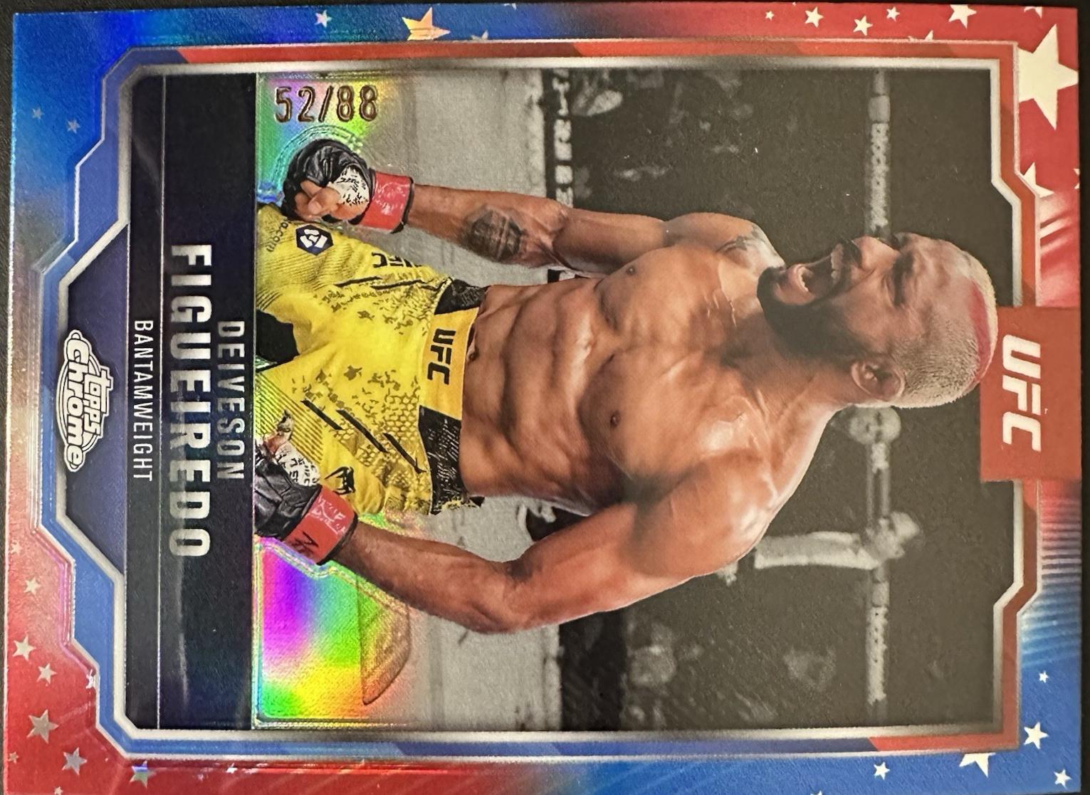 Deiveson Figueiredo 2025 Topps Chrome UFC Base #186 Red White Blue Refractor
