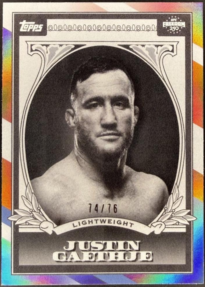 Justin Gaethje 2026 Topps UFC Freedom 250 UFC Dollar #UD-28 Red White Blue