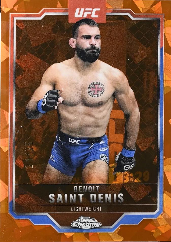 Benoit Saint Denis 2025 Topps Chrome Sapphire UFC Base Sapphire #162 Orange Sapphire