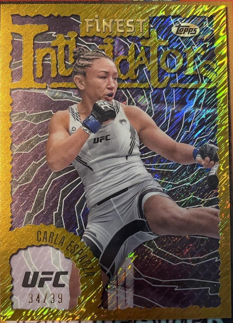 Carla Esparza 2024 Topps Finest UFC Intimidators #INT-11 Gold Shimmer Refractor