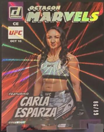 Carla Esparza 2023 Panini Donruss UFC Octagon Marvels #4 Purple Laser