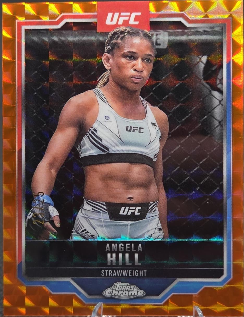 Angela Hill 2025 Topps Chrome UFC Base #124 Orange Geometric Refractor
