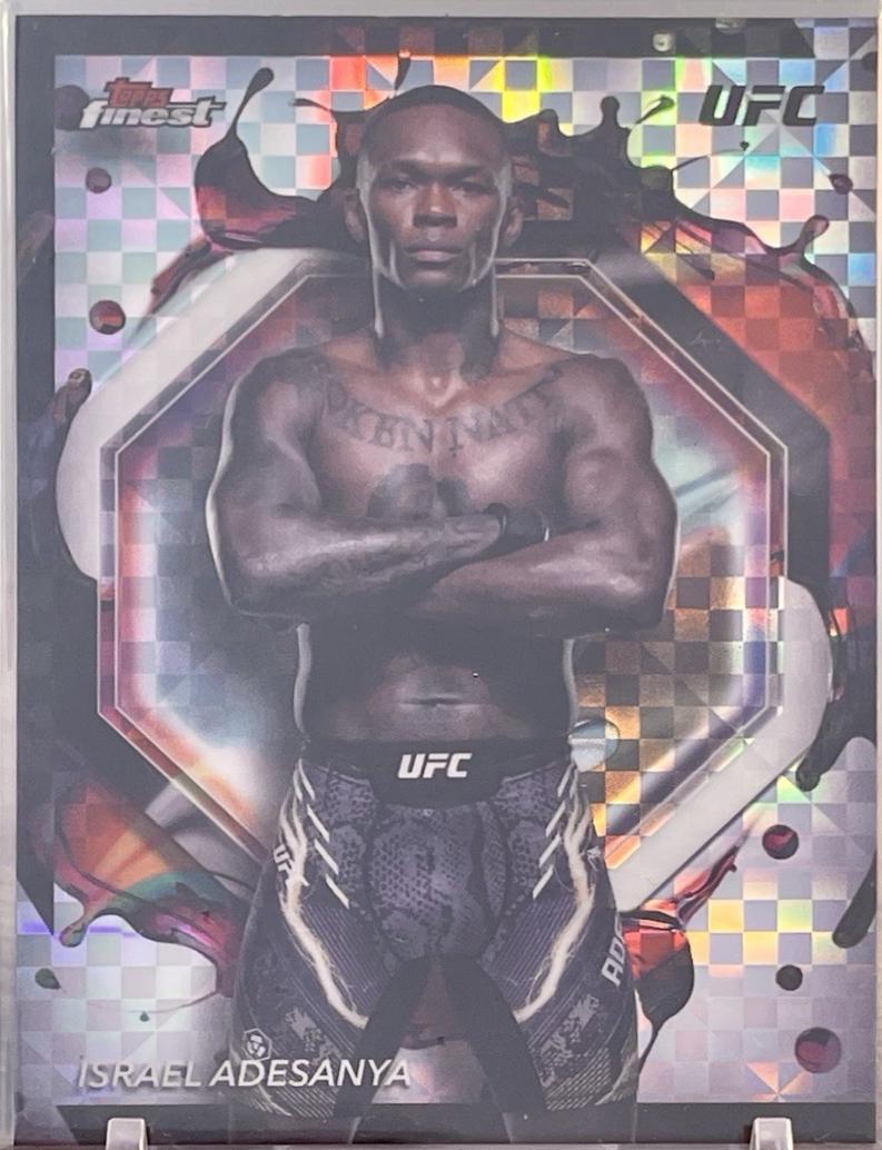 Israel Adesanya 2024 Topps Finest UFC Base Rare #206 Checkerboard Refractor