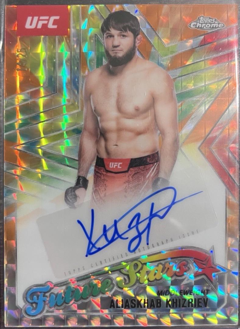 Aliaskhab Khizriev 2025 Topps Chrome UFC Future Stars Autographs #FSA-AK Geometric Orange Refractor