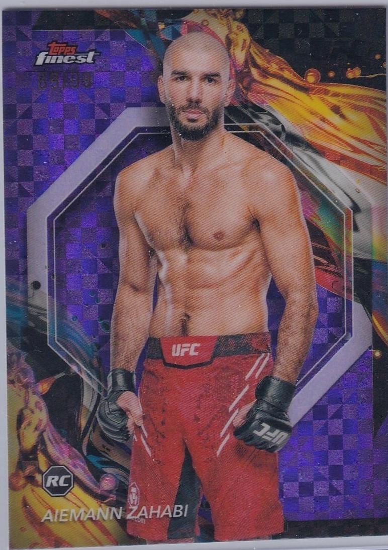 Aiemann Zahabi 2024 Topps Finest UFC Base Uncommon #141 Purple Checkerboard Refractor