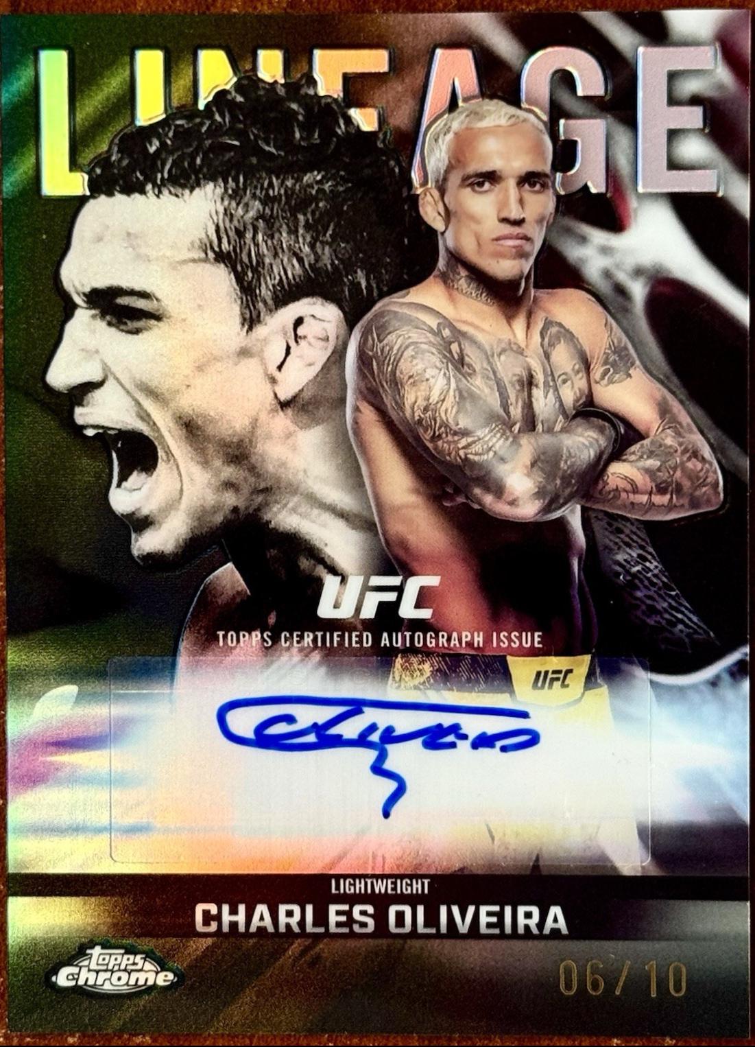 Charles Oliveira 2026 Topps Chrome UFC Chrome Lineage Autographs #CCA-CO Black Refractor