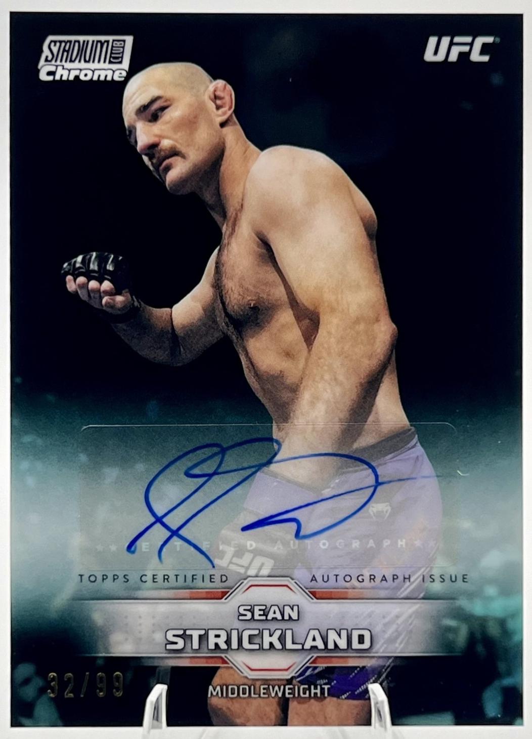 Sean Strickland 2026 Topps Stadium Club UFC Chrome Autographs #CAV-SSD Turquoise Refractor