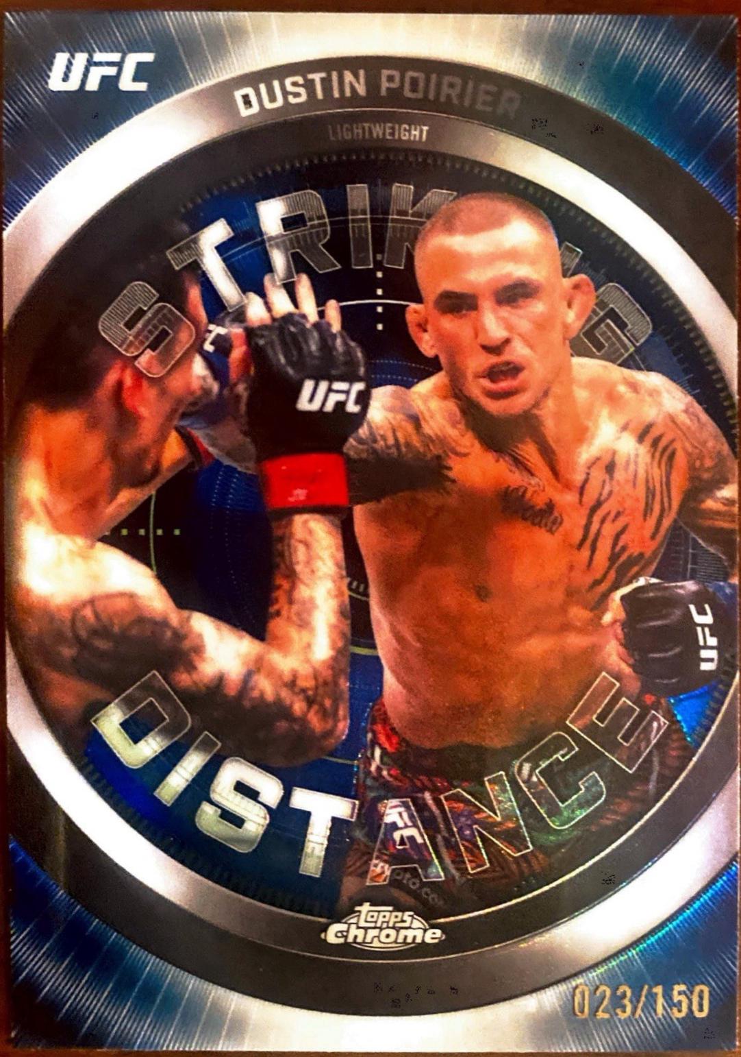 Dustin Poirier 2026 Topps Chrome UFC Striking Distance #SD-13 Blue Refractor