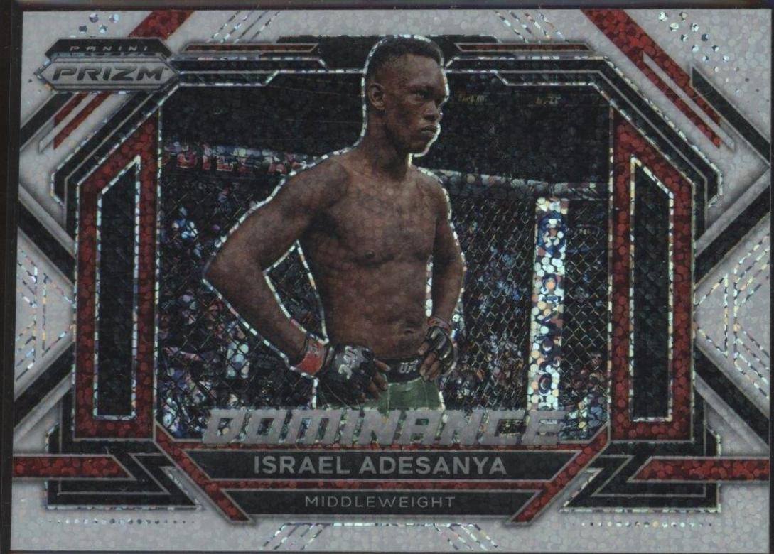 Israel Adesanya 2023 Panini Prizm UFC Dominance #19 White Sparkle