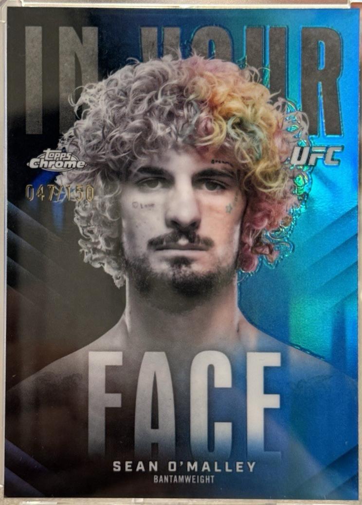 Sean O'Malley 2026 Topps Chrome UFC In Your Face #IYF-6 Blue Refractor