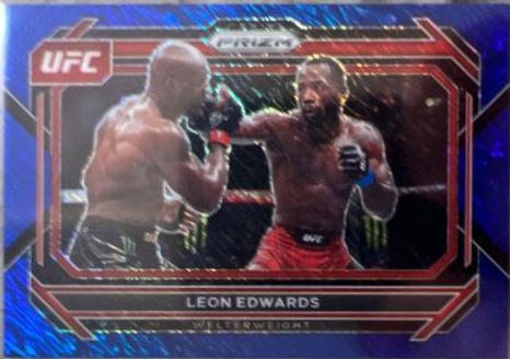Leon Edwards 2023 Panini Prizm UFC Base #65 Blue Shimmer