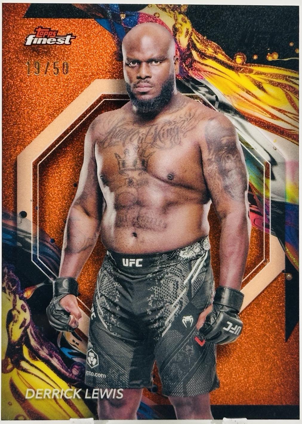 Derrick Lewis 2024 Topps Finest UFC Base Uncommon #110 Tangerine Glitter Refractor