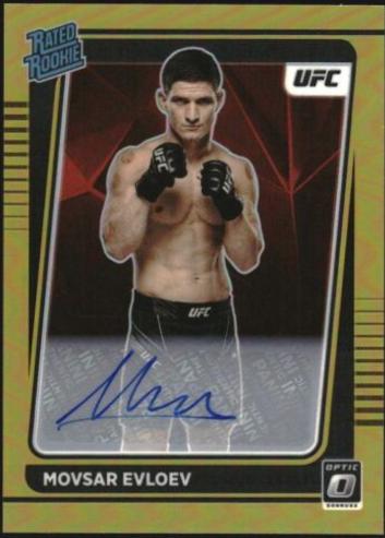 Movsar Evloev 2022 Panini Donruss Optic UFC Base Rated Rookies Signatures #112 Gold