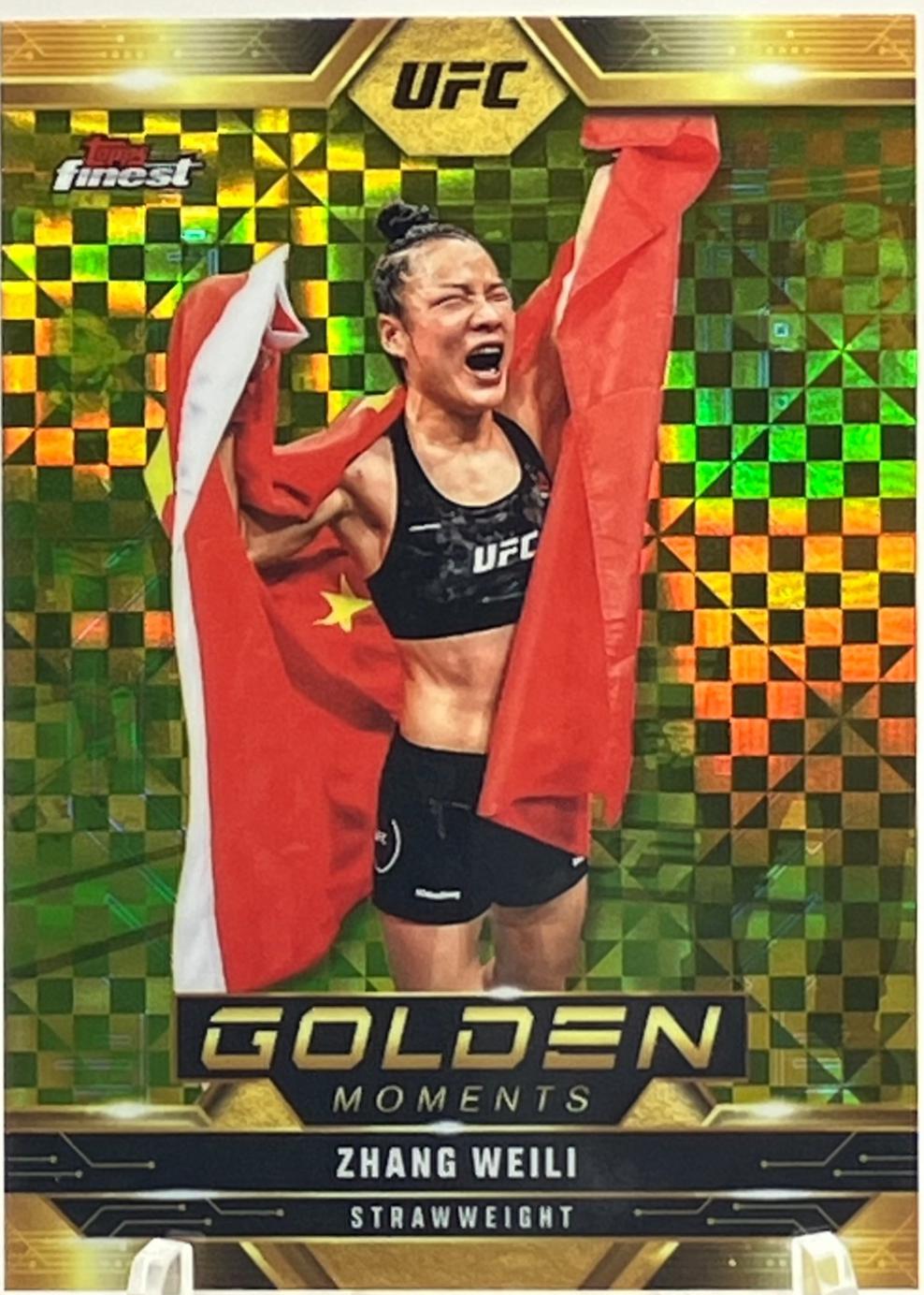 Zhang Weili 2025 Topps Finest UFC Golden Moments #GM-18 Checkerboard Refractor