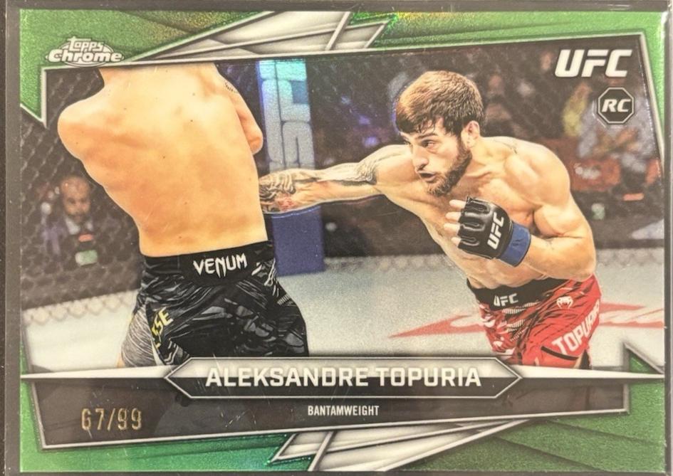 Aleksandre Topuria 2026 Topps Chrome UFC Base #187 Green Refractor