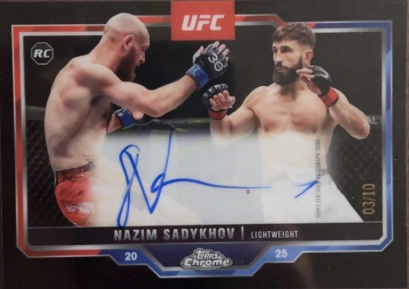 Nazim Sadykhov 2025 Topps Chrome UFC Chrome Rookie Autographs #CRA-NS Black Refractor