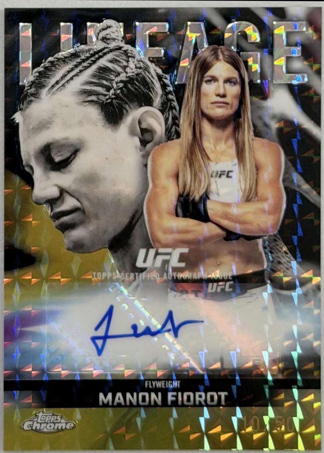 Manon Fiorot 2026 Topps Chrome UFC Chrome Lineage Autographs #CCA-MF Gold Geometric Refractor