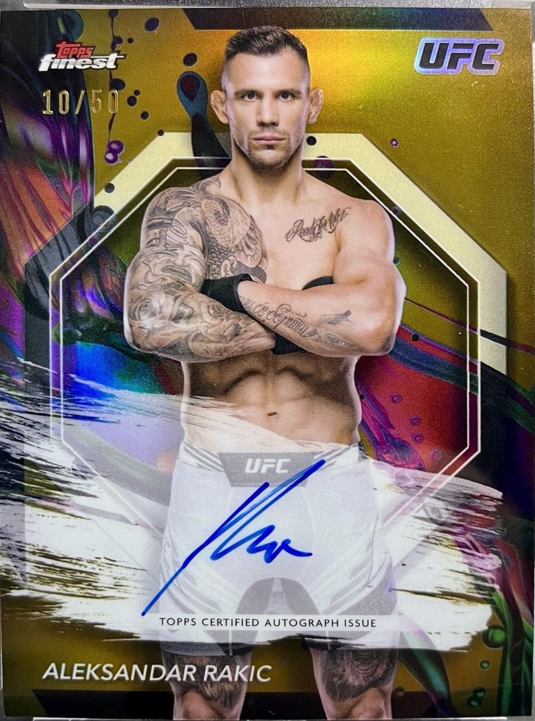 Aleksandar Rakic 2024 Topps Finest UFC Finest Autographs #FA-ARR Gold Refractor