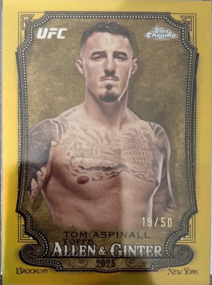 Tom Aspinall 2025 Topps Chrome UFC Allen & Ginter #AAG-18 Gold Refractor