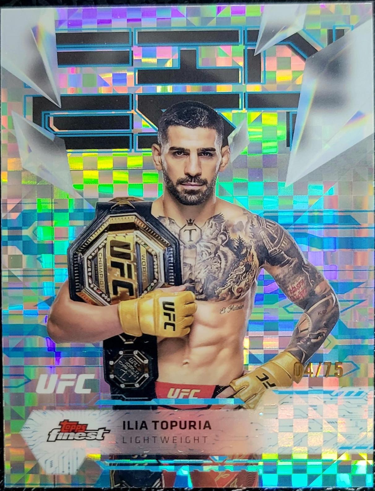 Ilia Topuria 2025 Topps Finest UFC Base Uncommon #115 Blue Checkerboard Refractor