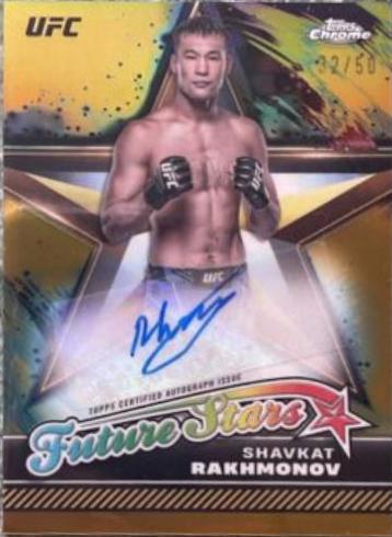 Shavkat Rakhmonov 2024 Topps Chrome UFC Future Stars Autographs #FSA-SRA Gold Refractor