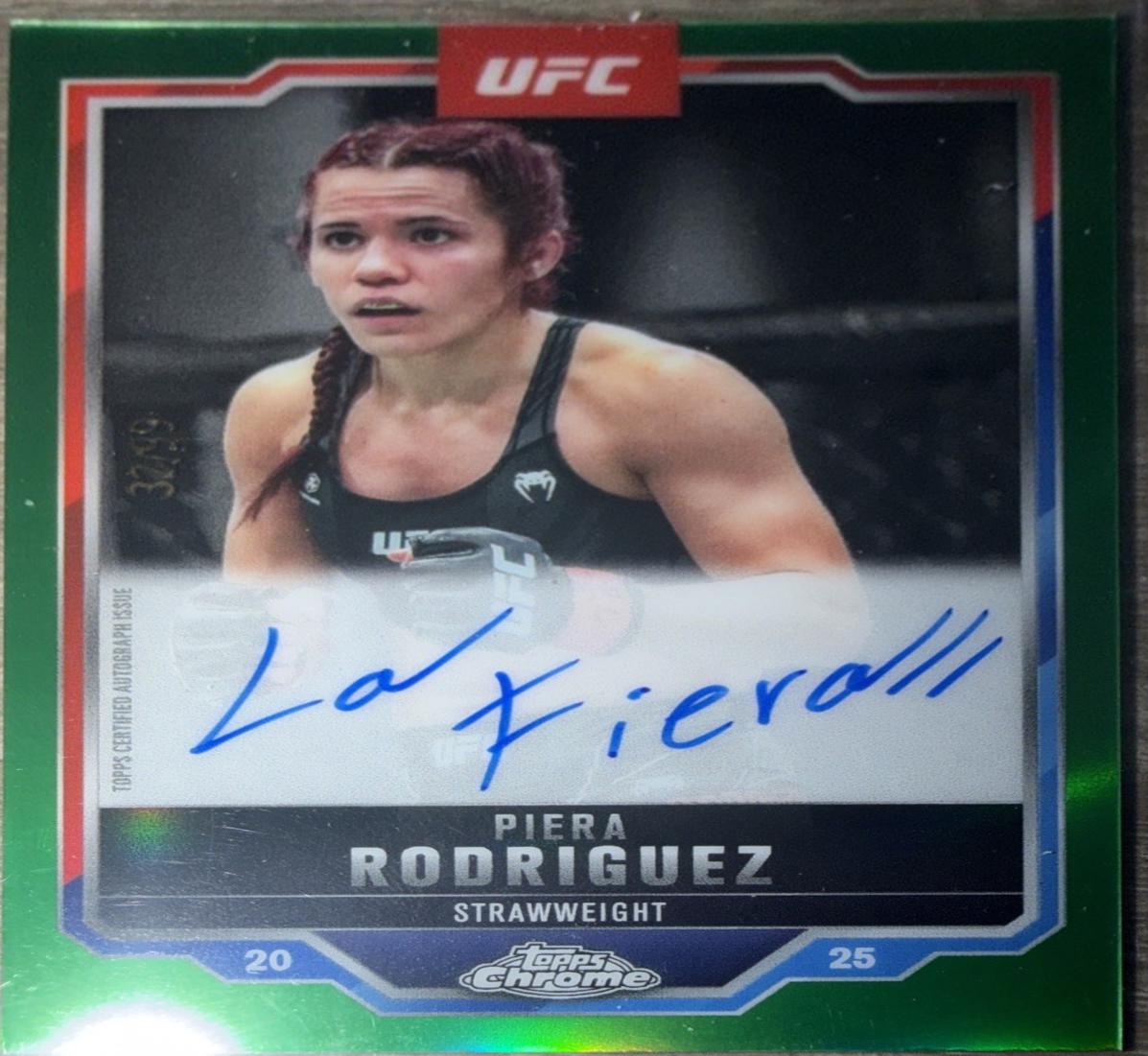 Piera Rodriguez 2025 Topps Chrome UFC Chrome Veteran Autographs #CVA-PR Green Refractor
