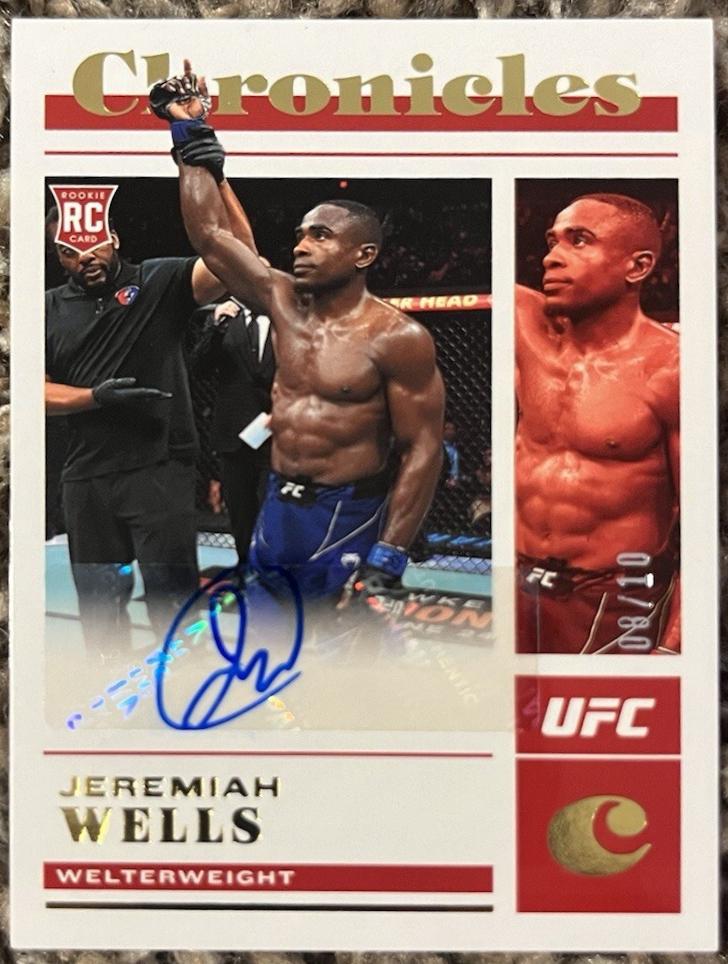 Jeremiah Wells 2023 Panini Chronicles UFC Chronicles Signatures #14 Gold