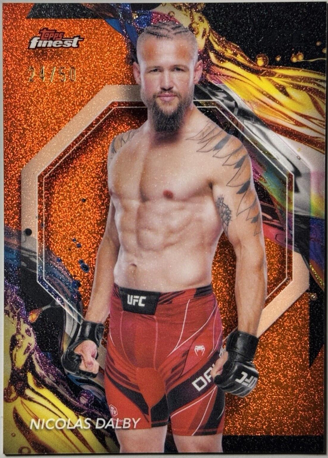 Nicolas Dalby 2024 Topps Finest UFC Base Uncommon #114 Tangerine Glitter Refractor