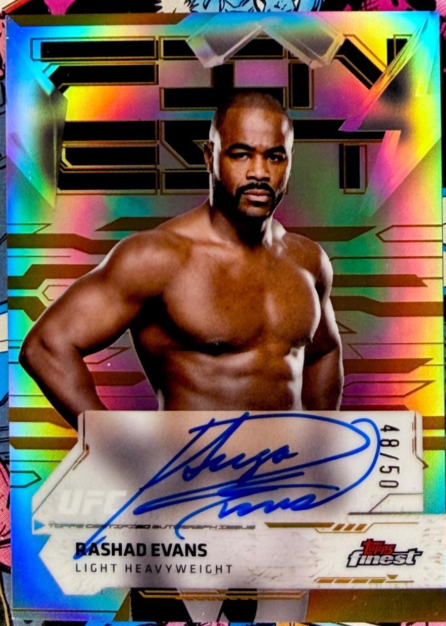 Rashad Evans 2025 Topps Finest UFC Finest Autographs #FA-RE Gold Refractor