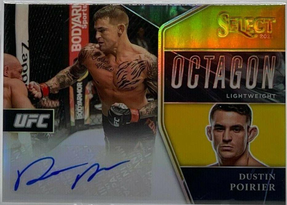 Dustin Poirier 2021 Panini Select UFC Octagon Action Signatures #11 Gold Prizms