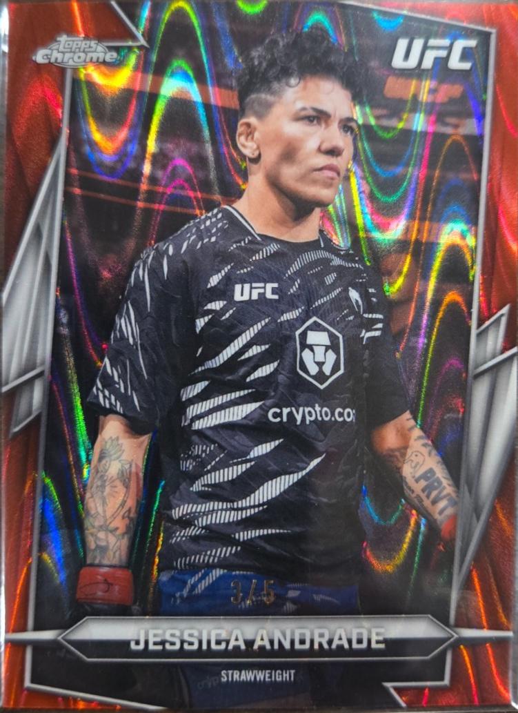 Jessica Andrade 2026 Topps Chrome UFC Base #138 Red Ray Wave Refractor
