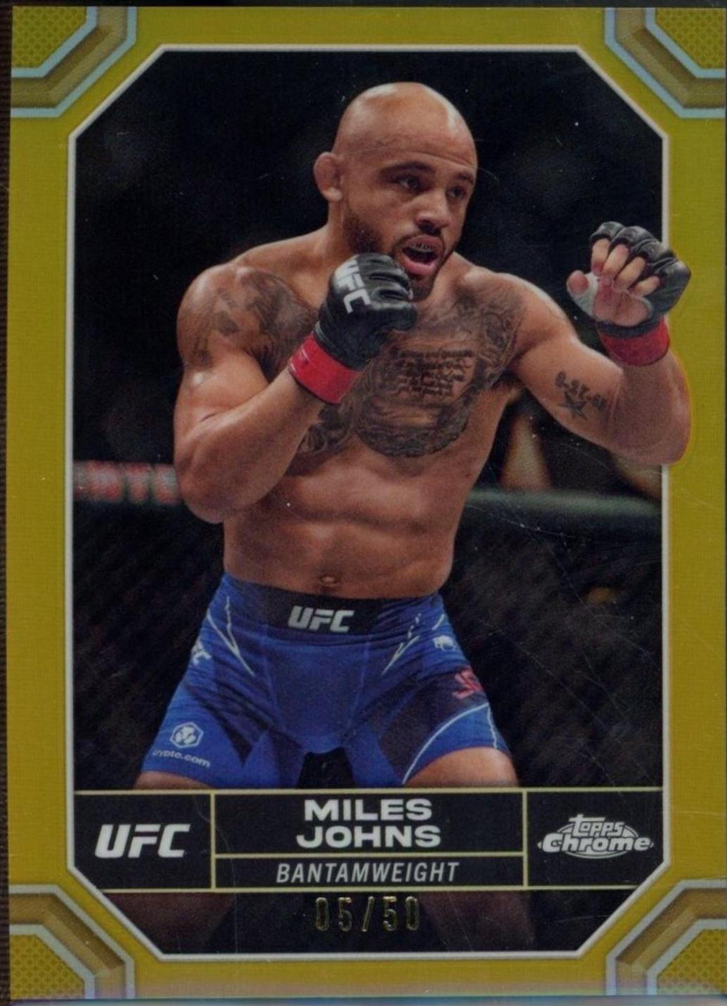 Miles Johns 2024 Topps Chrome UFC Base #140 Gold Refractor