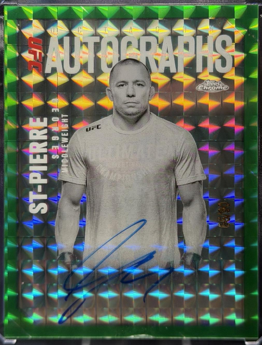 Georges St-Pierre 2025 Topps Chrome UFC Octagon Legends Autographs #OLA-GS Geometric Green Refractor