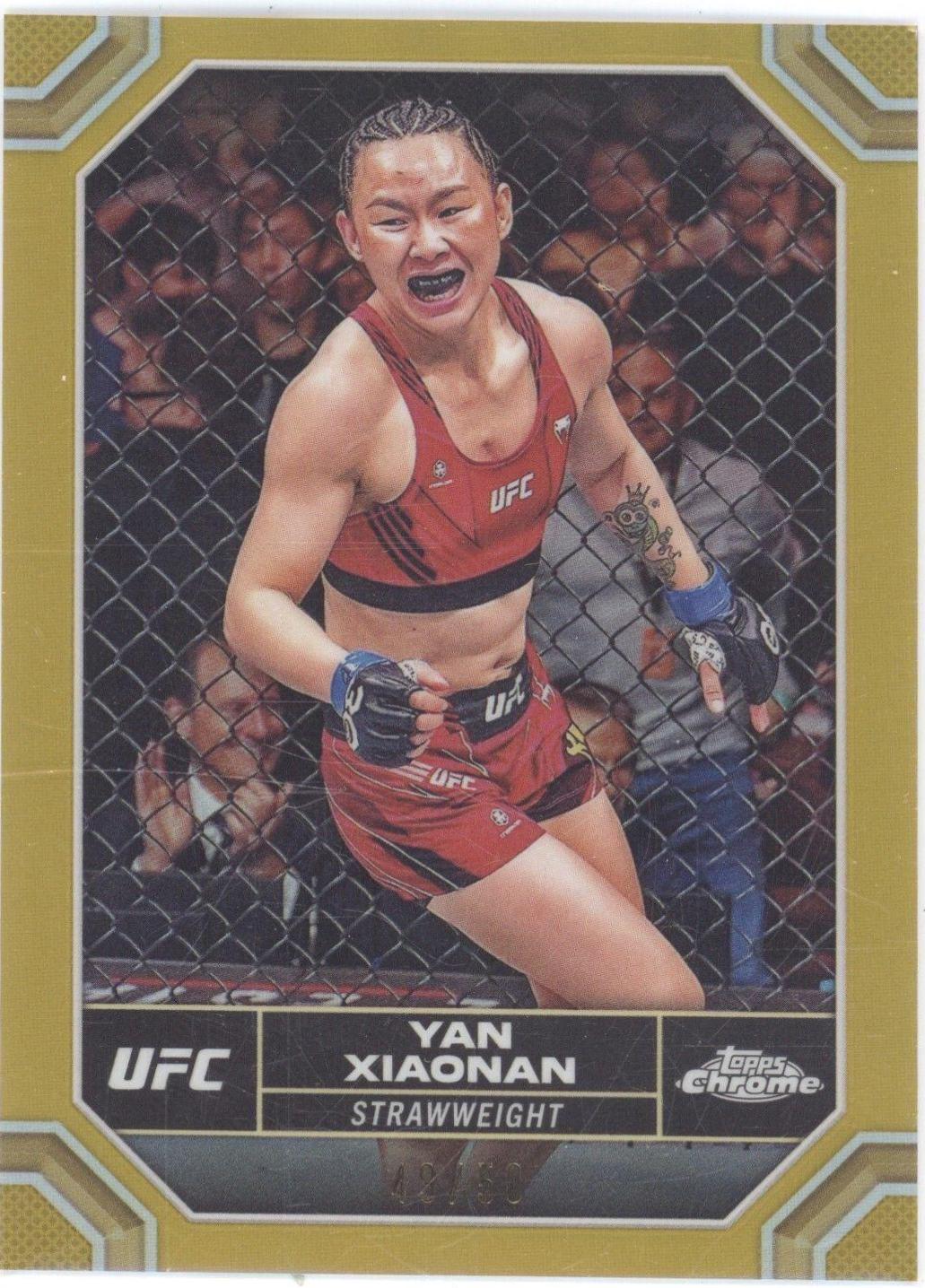 Yan Xiaonan 2024 Topps Chrome UFC Base #198 Gold Refractor