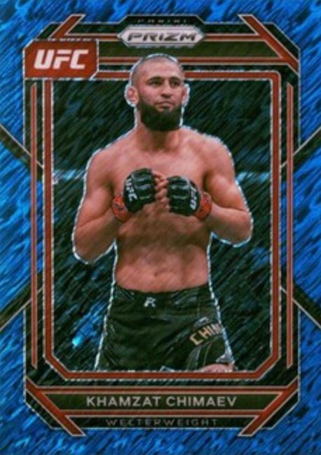 Khamzat Chimaev 2023 Panini Prizm UFC Base #150 Blue Shimmer