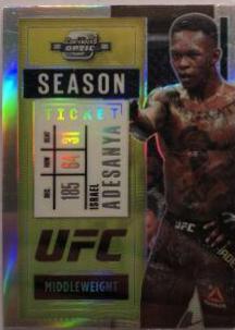 Israel Adesanya 2021 Panini Chronicles UFC Base Contenders Optic Season Ticket #272 Gold Vinyl
