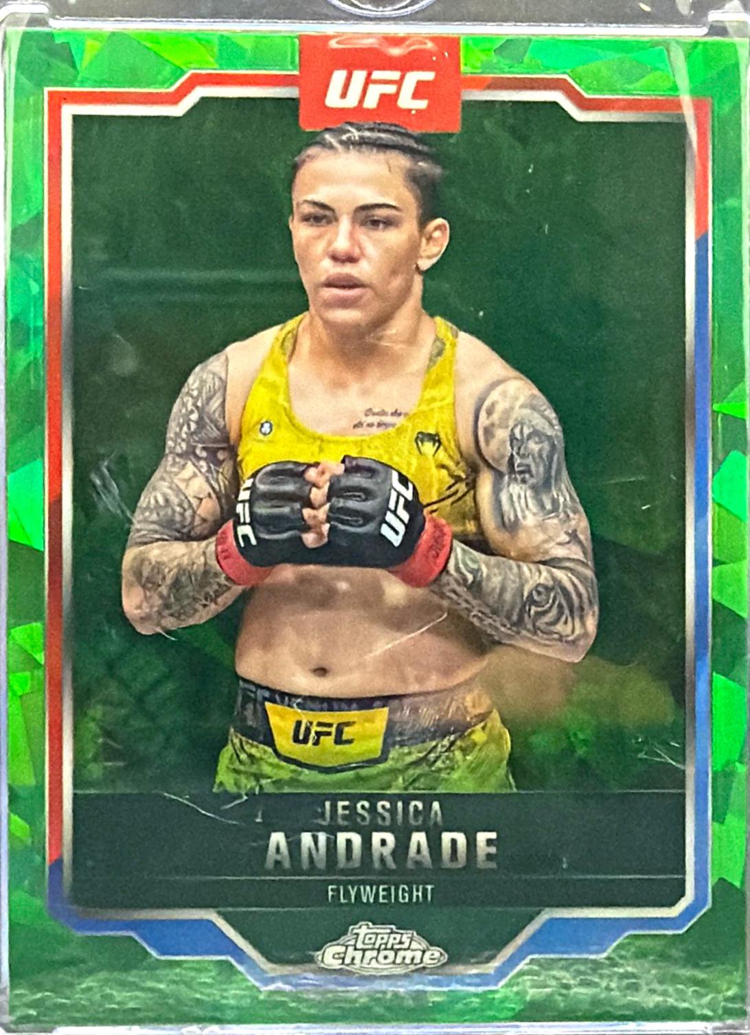 Jessica Andrade 2025 Topps Chrome UFC Base #119 Blue Wave Refractor