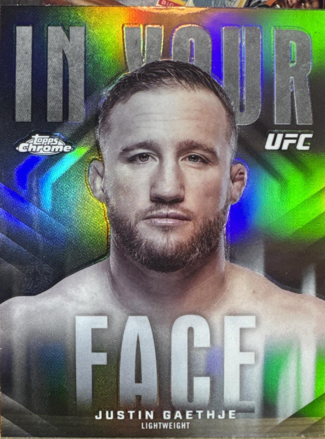Justin Gaethje 2026 Topps Chrome UFC In Your Face #IYF-14 Refractor