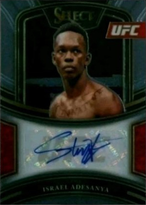 Israel Adesanya 2021 Panini Select UFC Signatures #35 Black Disco Prizms