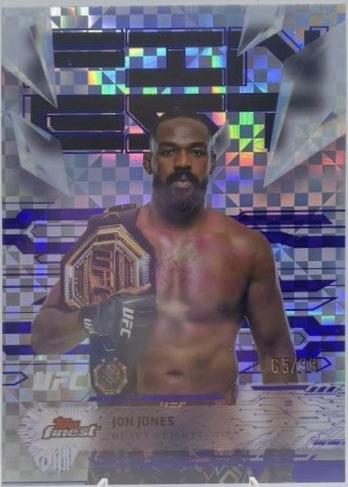 Jon Jones 2025 Topps Finest UFC Base Uncommon #122 Purple Checkerboard Refractor
