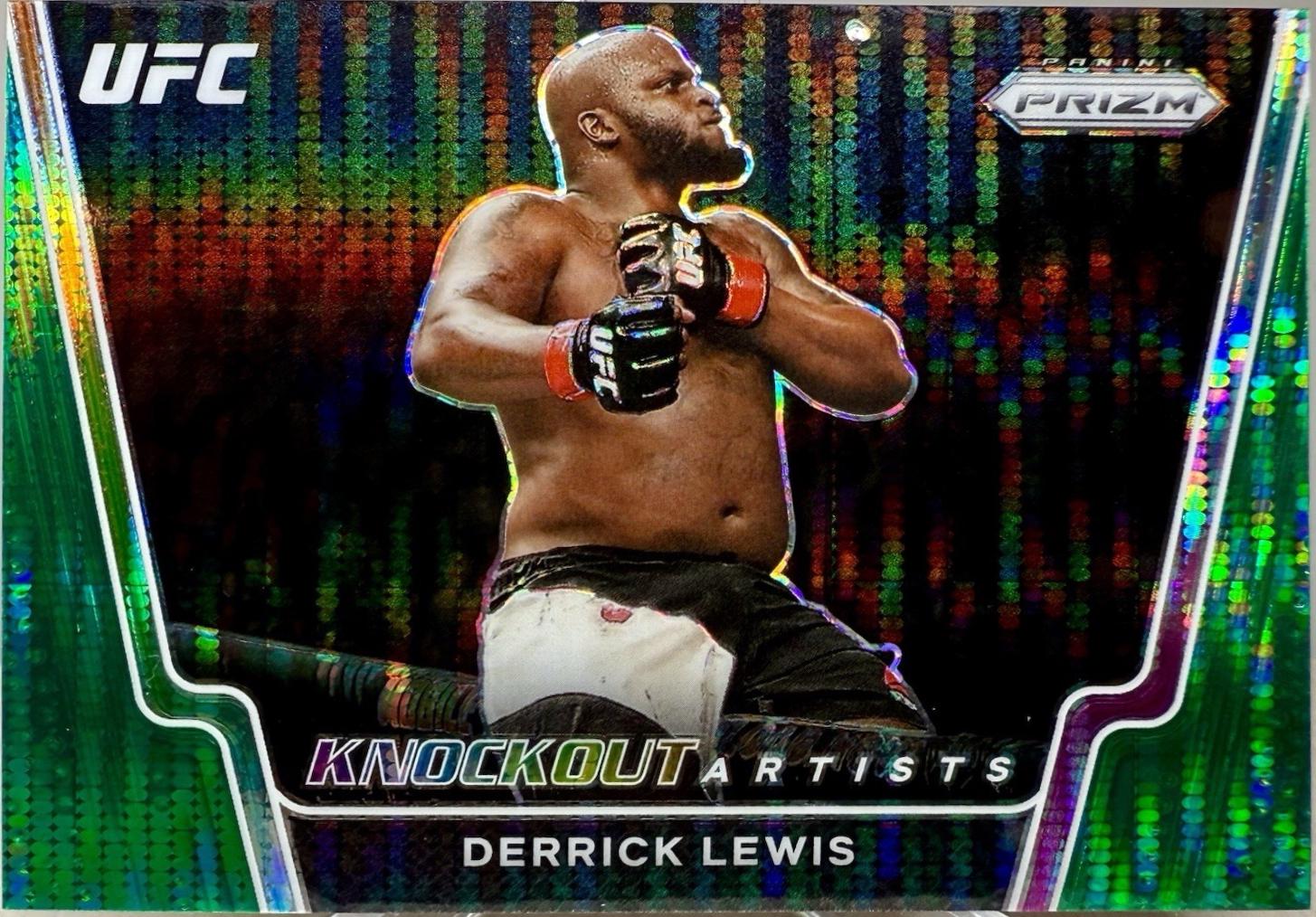 Derrick Lewis 2021 Panini Prizm UFC Knockout Artists #3 Green Pulsar