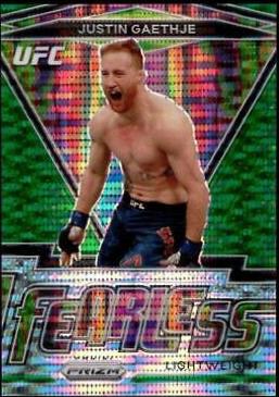 Justin Gaethje 2021 Panini Prizm UFC Fearless #7 Green Pulsar