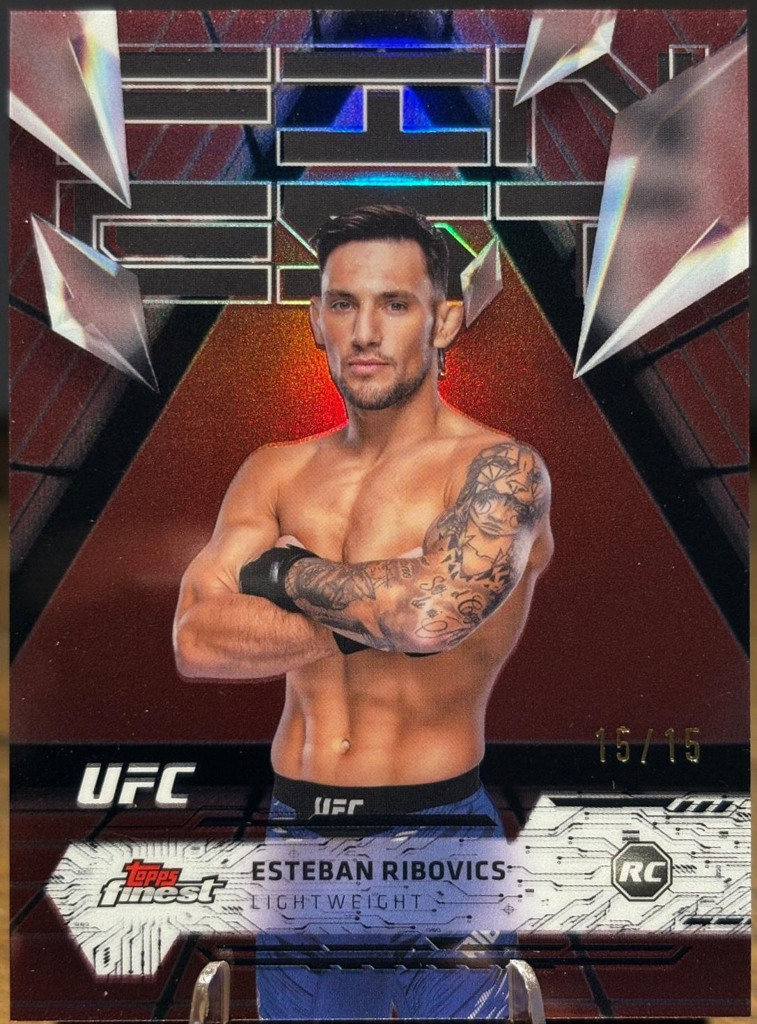 Esteban Ribovics 2025 Topps Finest UFC Base Uncommon #121 Red Black Vapor Refractor