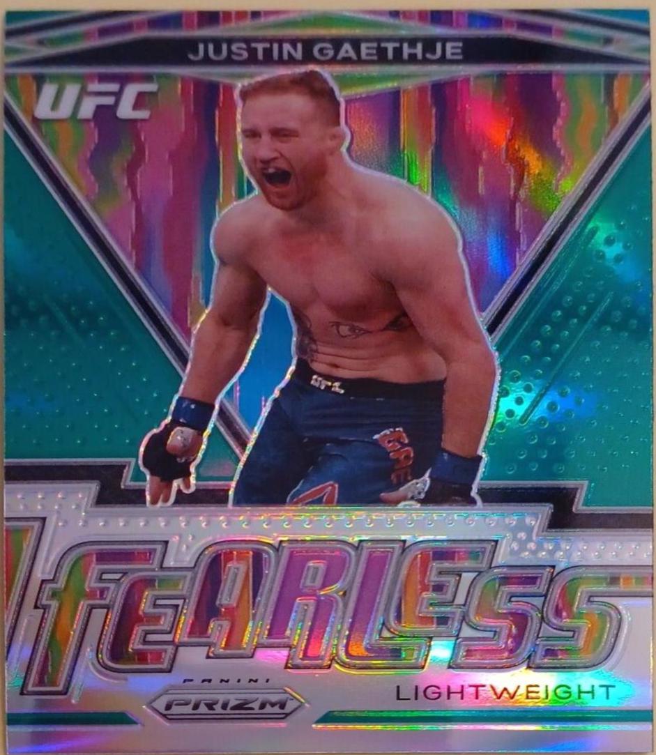 Justin Gaethje 2021 Panini Prizm UFC Fearless #7 Green