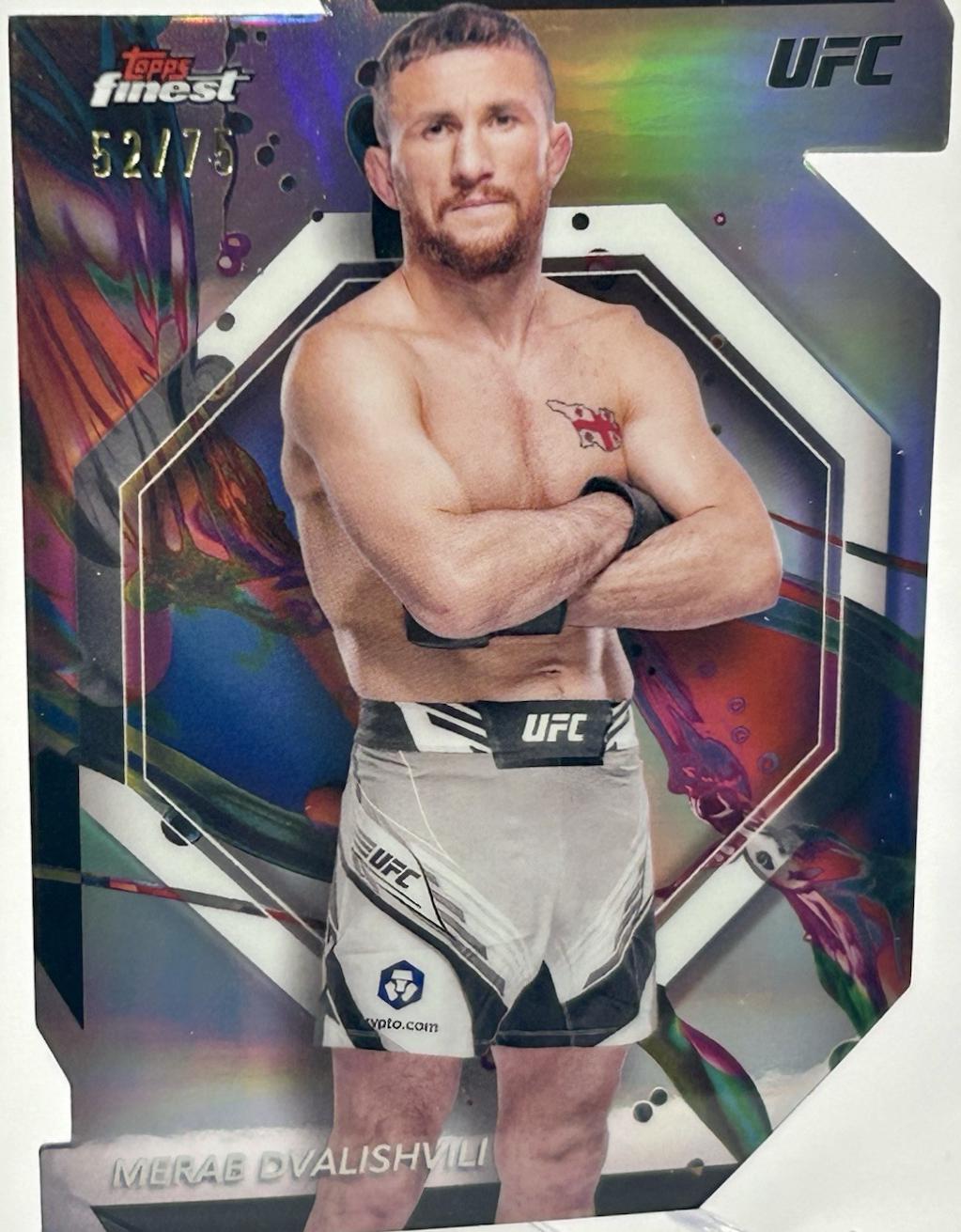 Merab Dvalishvili 2024 Topps Finest UFC Base Common #93 Die-Cut Refractor