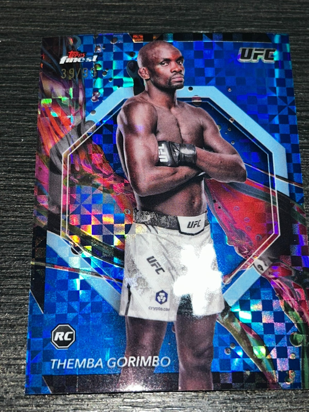 Themba Gorimbo 2024 Topps Finest UFC Base Common #79 Blue Checkerboard Refractor