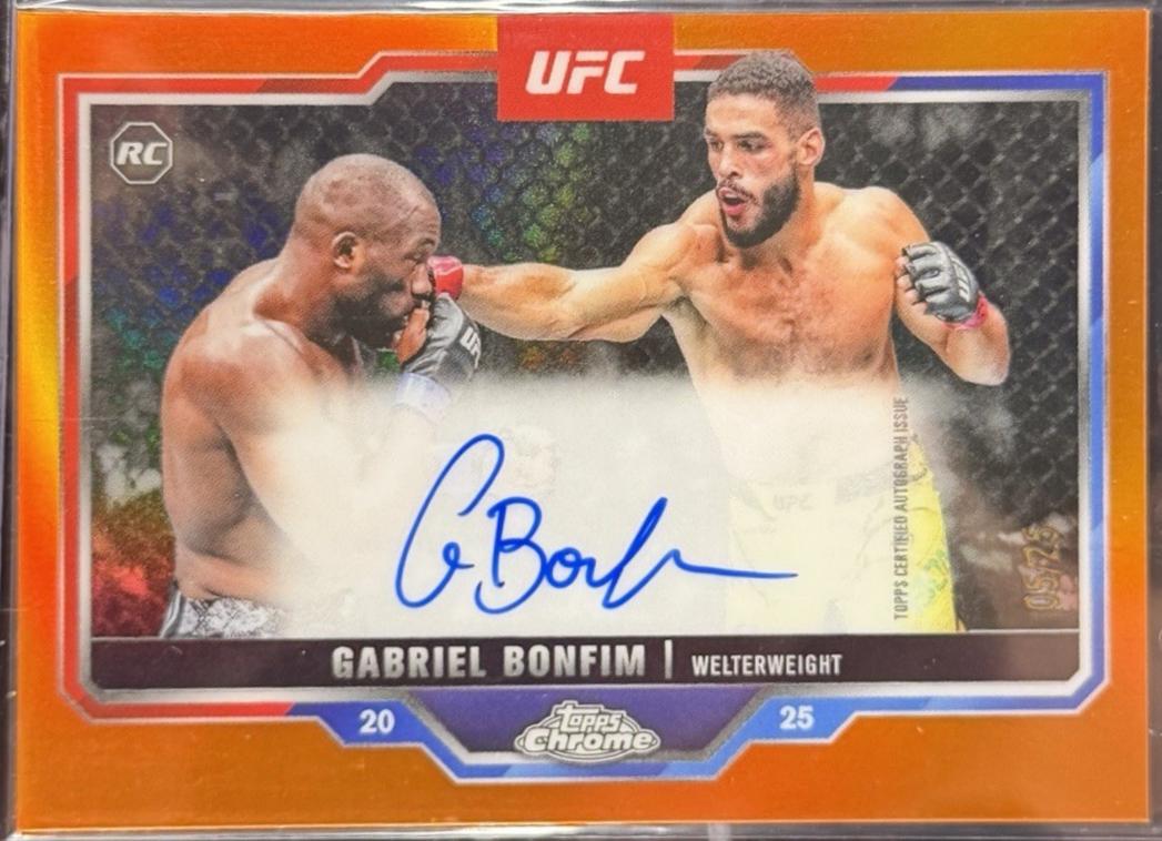 Gabriel Bonfim 2025 Topps Chrome UFC Chrome Rookie Autographs #CRA-GB Orange Refractor