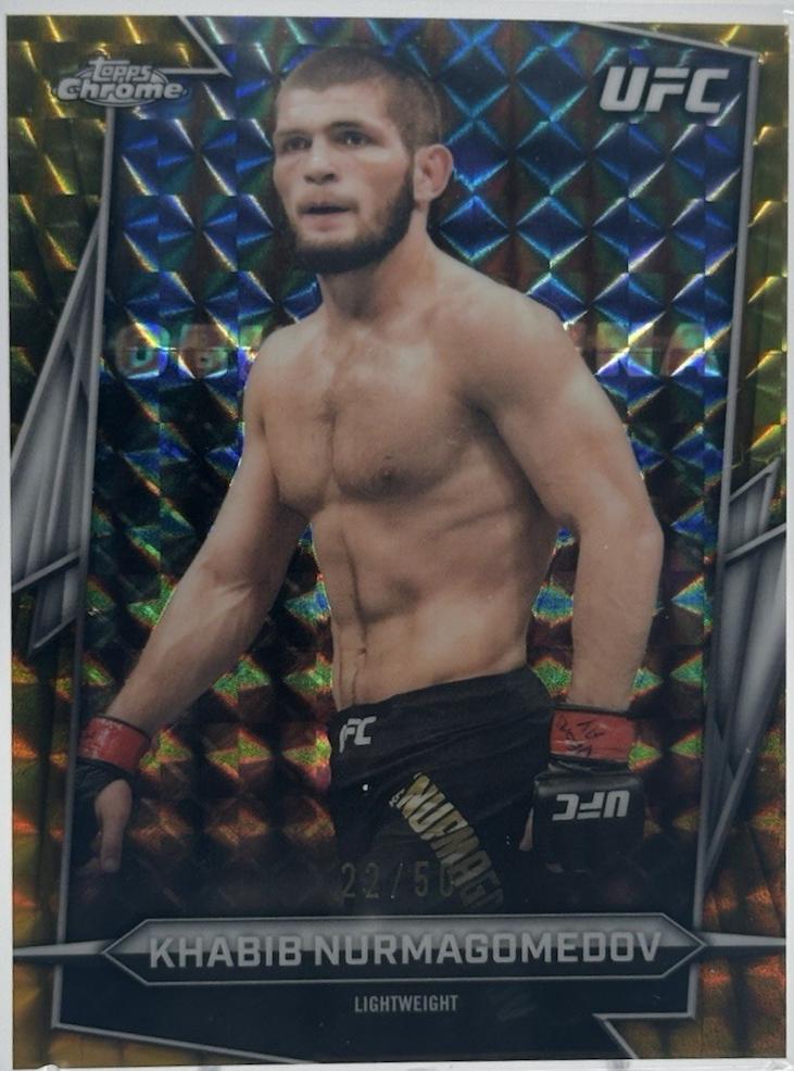 Khabib Nurmagomedov 2026 Topps Chrome UFC Base #140 Gold Geometric Refractor