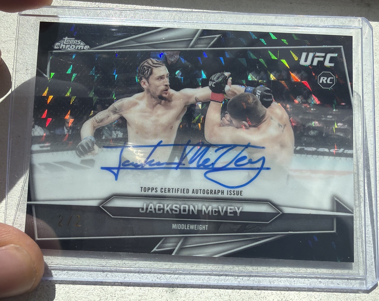 Jackson McVey 2026 Topps Chrome UFC Base Autographs #BAV-JV Black Geometric Refractor